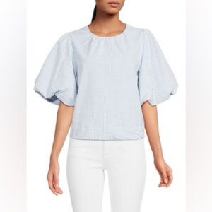 Joe’s Seersucker Balloon Sleeve Blouse - Large